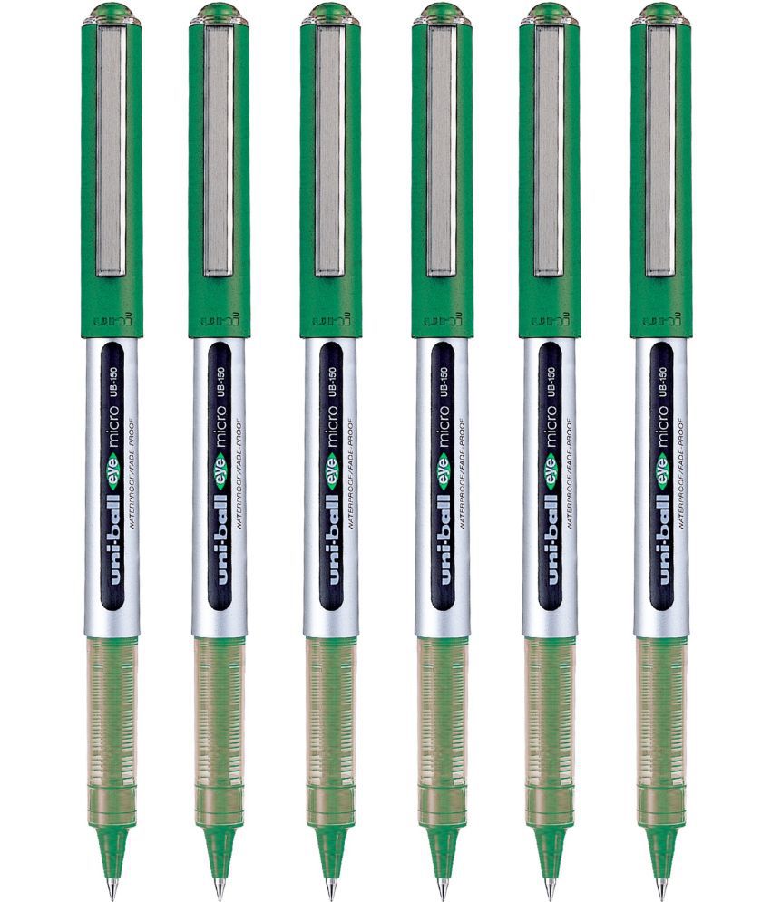     			Uni Ball Eye Ub150 Micro 0.5Mm Roller Ball Pen (Pack Of 6, Green)