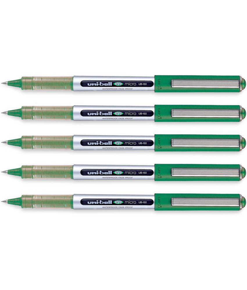     			Uni Ball Eye Ub150 Micro 0.5Mm Green Roller Ball Pen (Pack Of 5, Green)