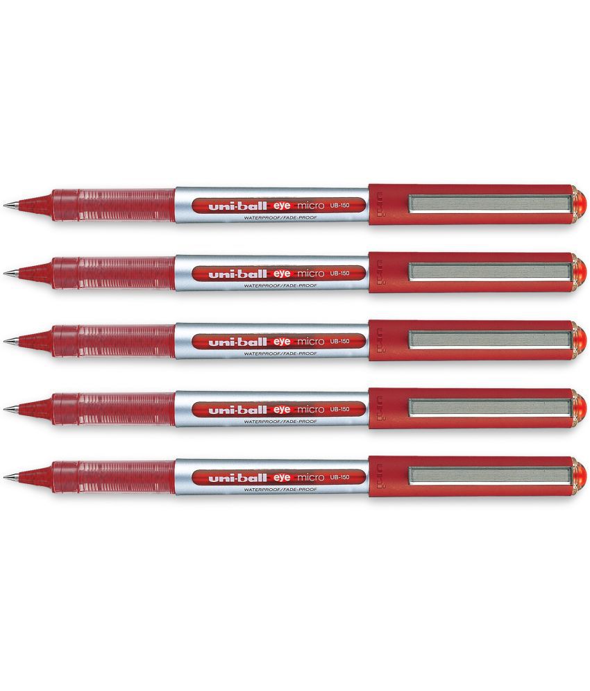     			Uni Ball Eye Ub150 Micro 0.5Mm Red Roller Ball Pen (Pack Of 5, Red)