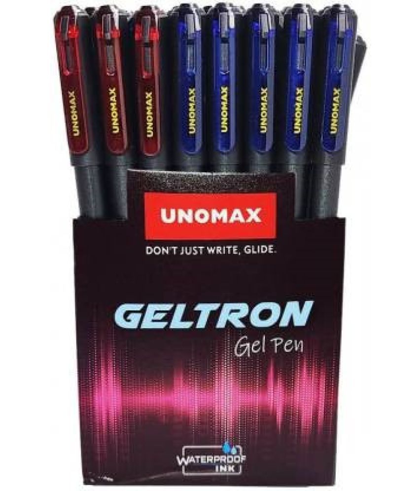     			Unomax Geltron Gel Pen Jar(Pack Of 35 Blue. 12 Black And 3 Red) Gel Pen (Pack Of 50, Blue, Black, Red)