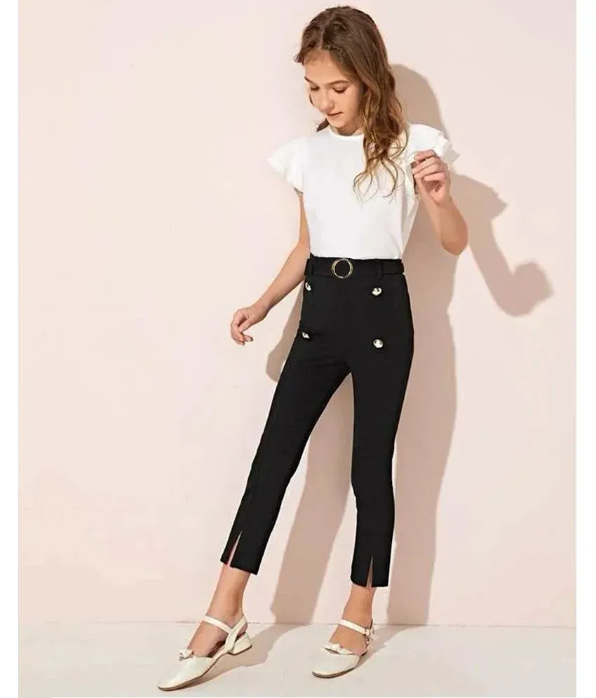 ADDYVERO Regular Fit Girls Black Trousers