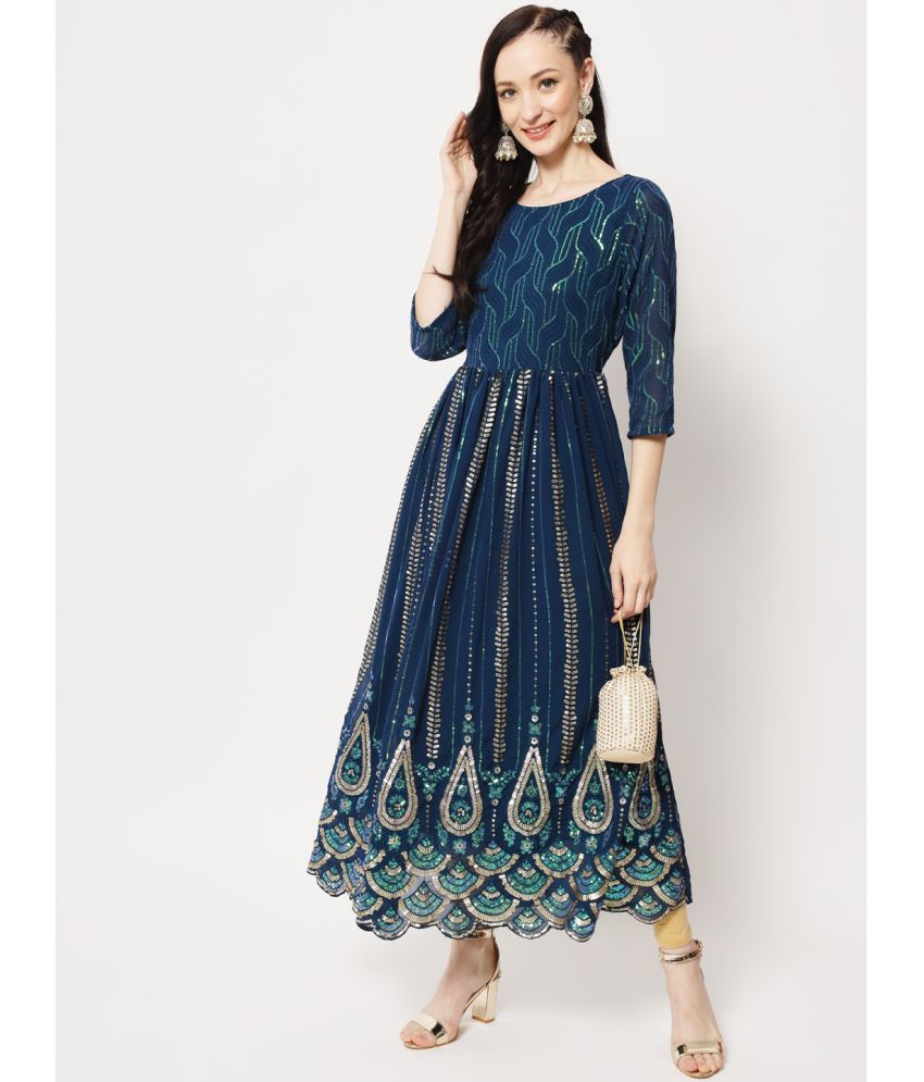     			Estela - Teal Georgette Women's Anarkali Kurti ( Pack of 1 )