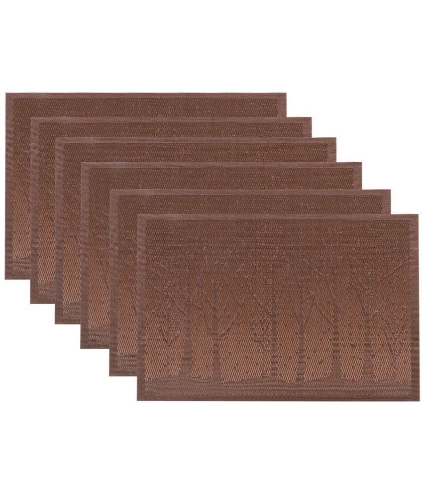     			HOKIPO PVC Floral Rectangle Table Mats 45 cm 30 cm Pack of 6 - Brown