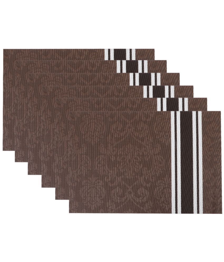     			HOKIPO PVC Floral Rectangle Table Mats 45 cm 30 cm Pack of 6 - Brown