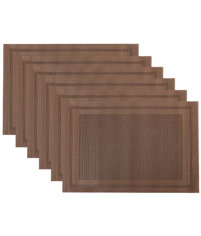     			HOKIPO PVC Textured Rectangle Table Mats 45 cm 30 cm Pack of 6 - Brown