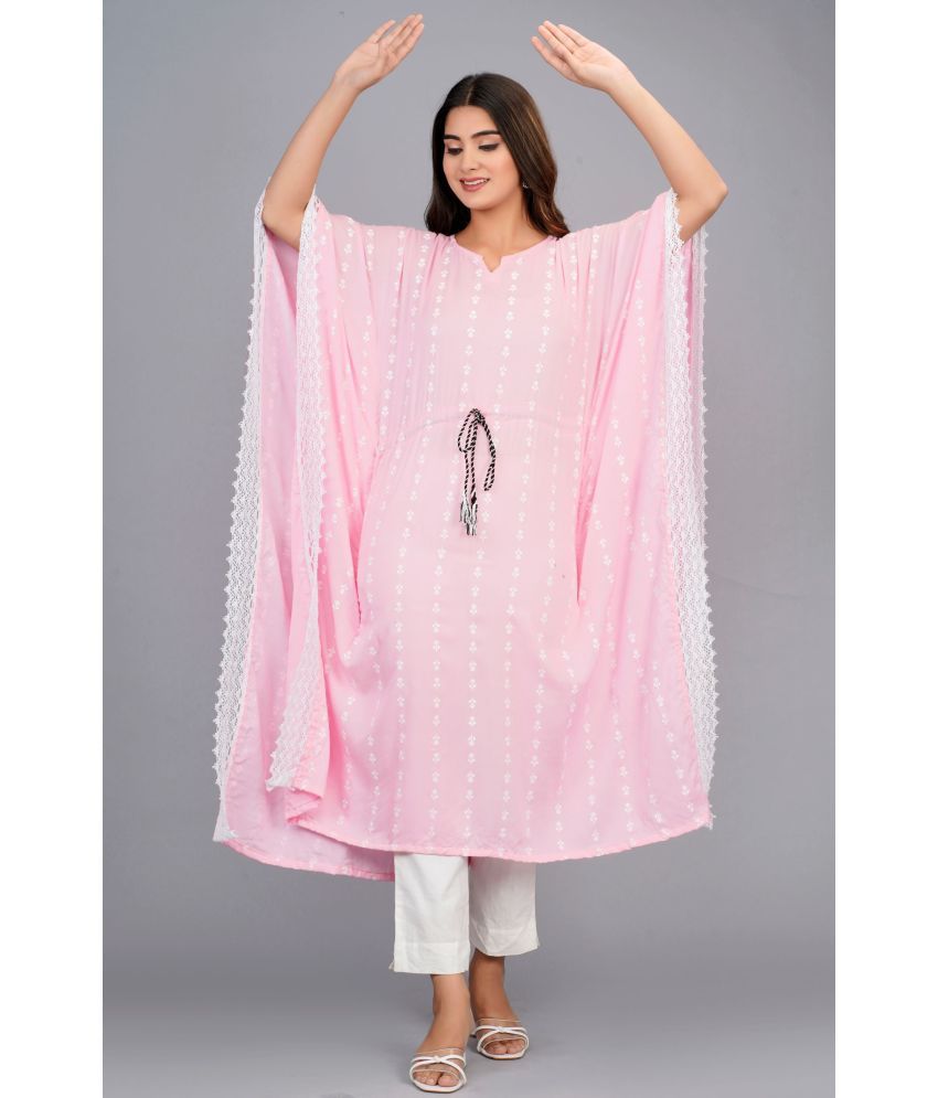     			Heavenly Attire - Pink Cotton Women's Kaftan Kurti ( Pack of 1 )