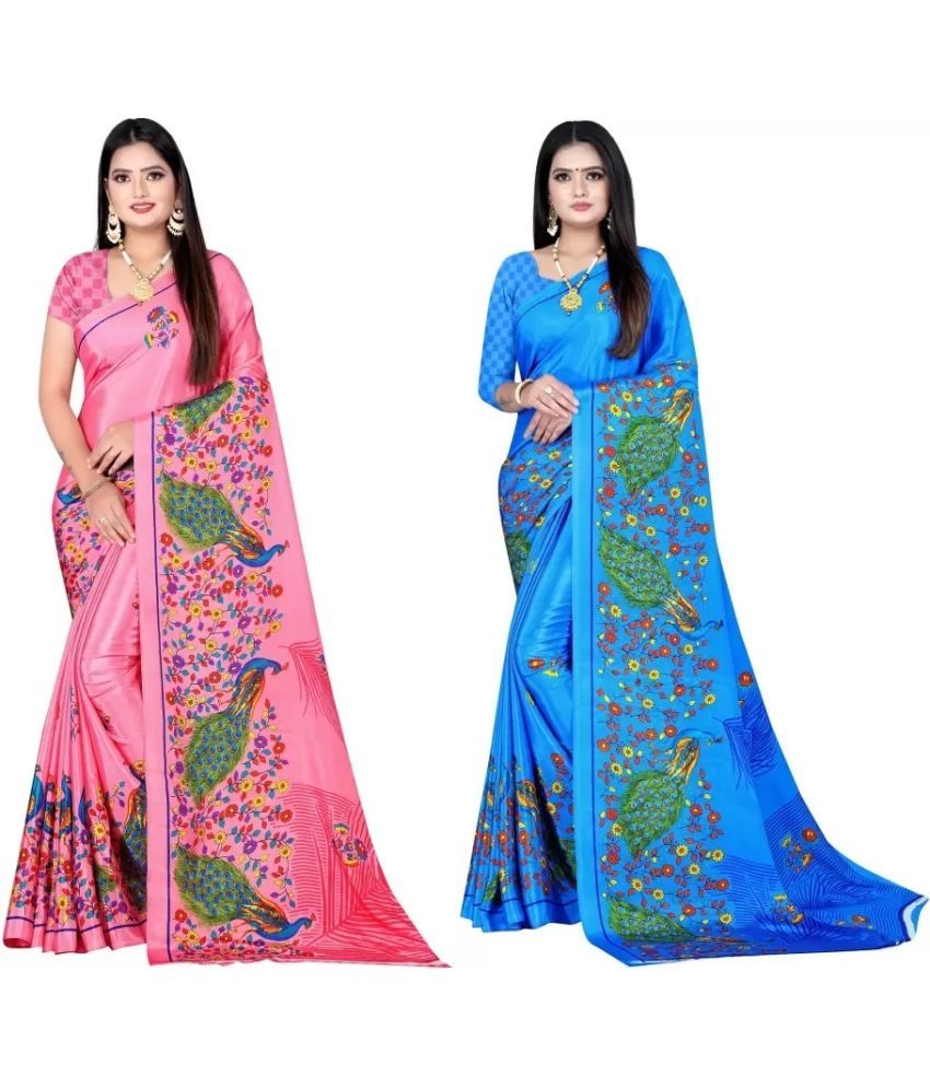     			LEELAVATI - Multicolor Crepe Saree With Blouse Piece ( Pack of 2 )