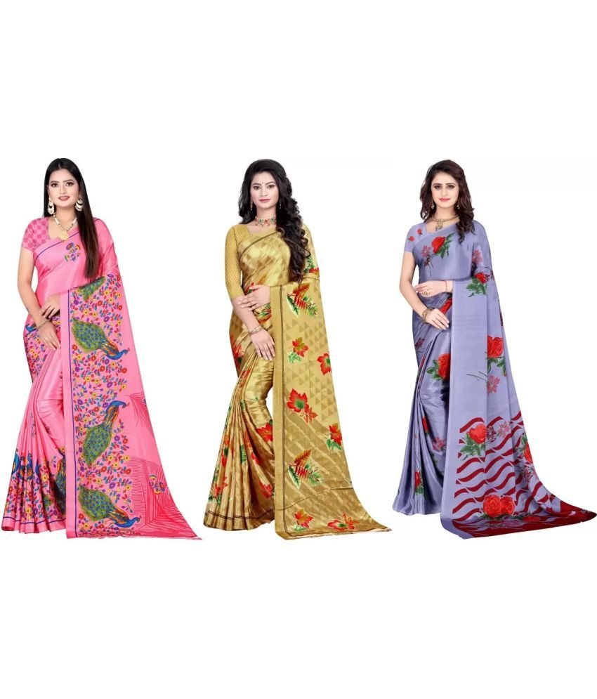     			LEELAVATI - Multicolor Crepe Saree With Blouse Piece ( Pack of 3 )