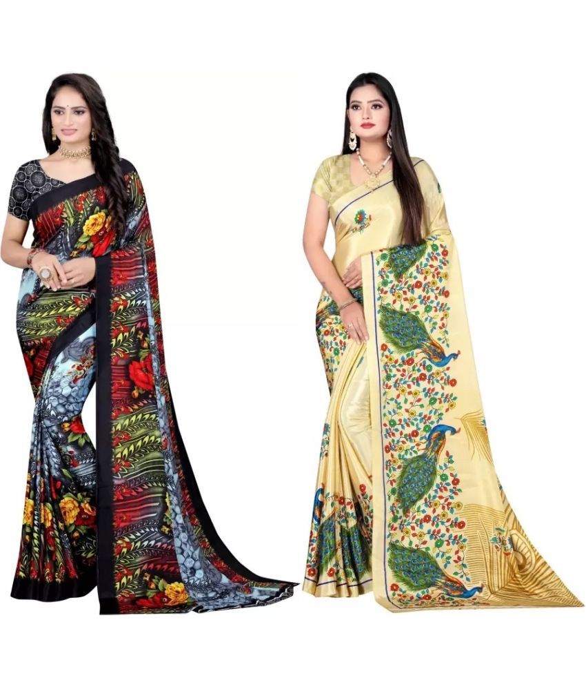     			LEELAVATI - Multicolor Crepe Saree With Blouse Piece ( Pack of 2 )