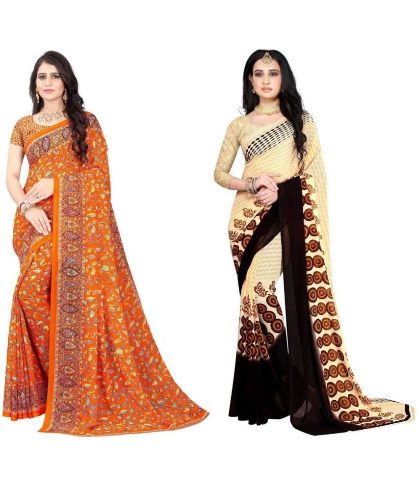     			LEELAVATI - Multicolor Georgette Saree With Blouse Piece ( Pack of 2 )