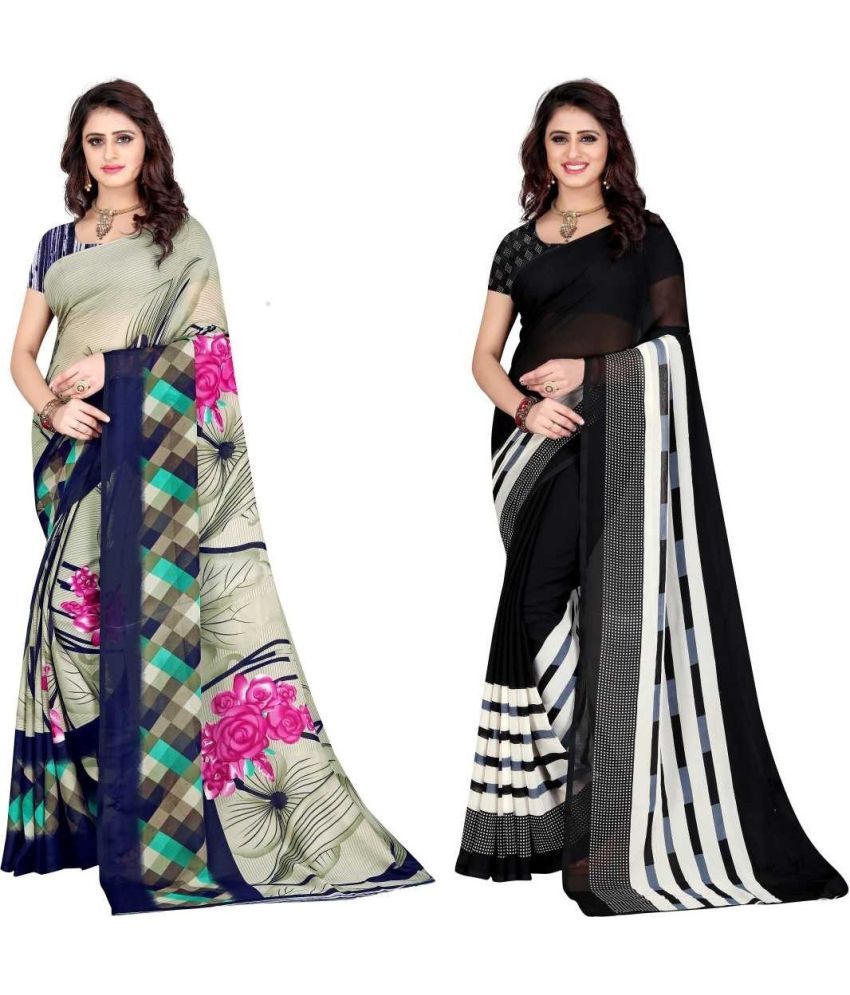     			LEELAVATI - Multicolor Georgette Saree With Blouse Piece ( Pack of 2 )