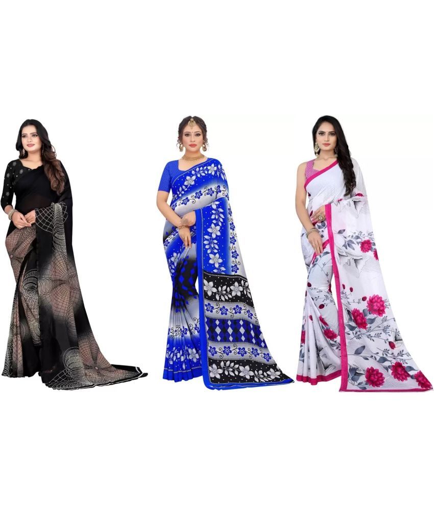     			LEELAVATI - Multicolor Georgette Saree With Blouse Piece ( Pack of 3 )