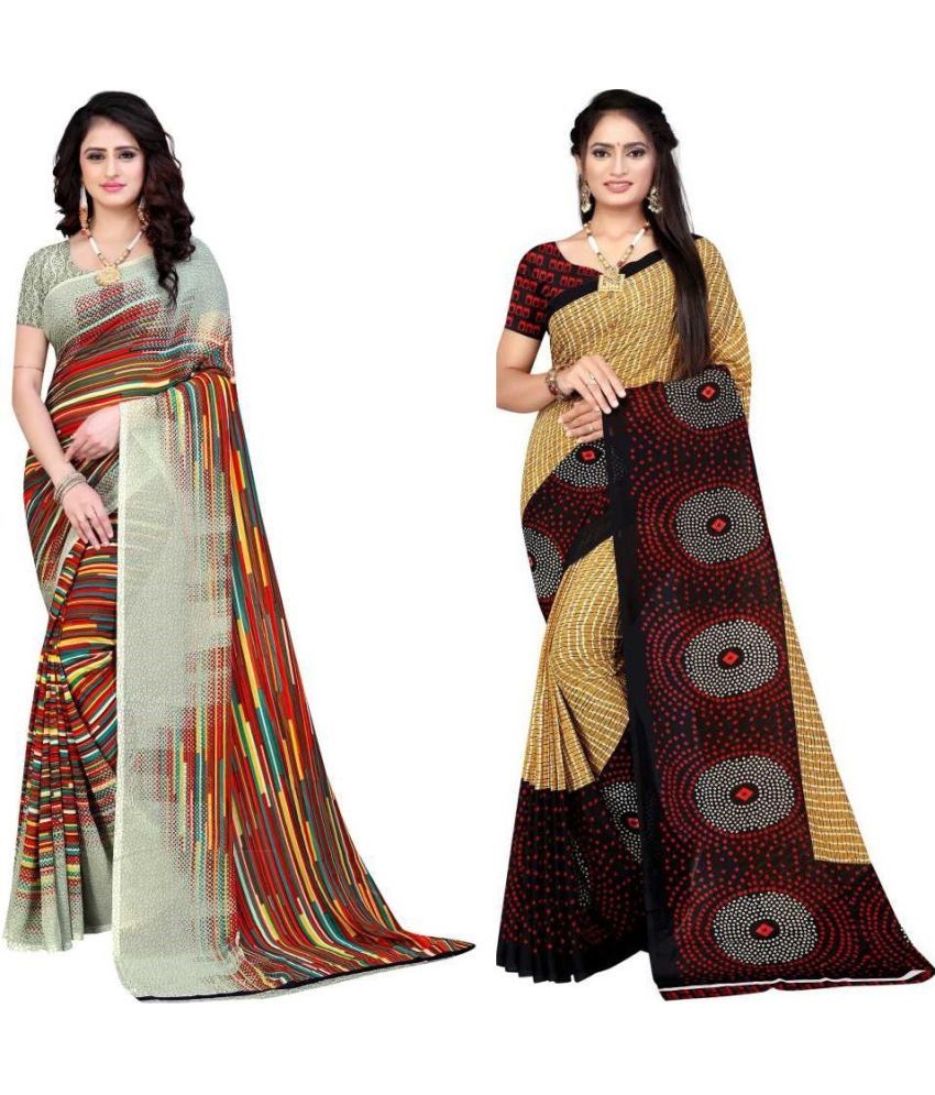     			LEELAVATI - Multicolor Georgette Saree With Blouse Piece ( Pack of 2 )