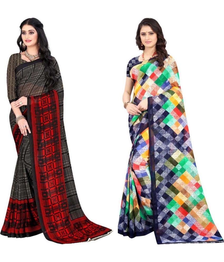     			LEELAVATI - Multicolor Georgette Saree With Blouse Piece ( Pack of 2 )