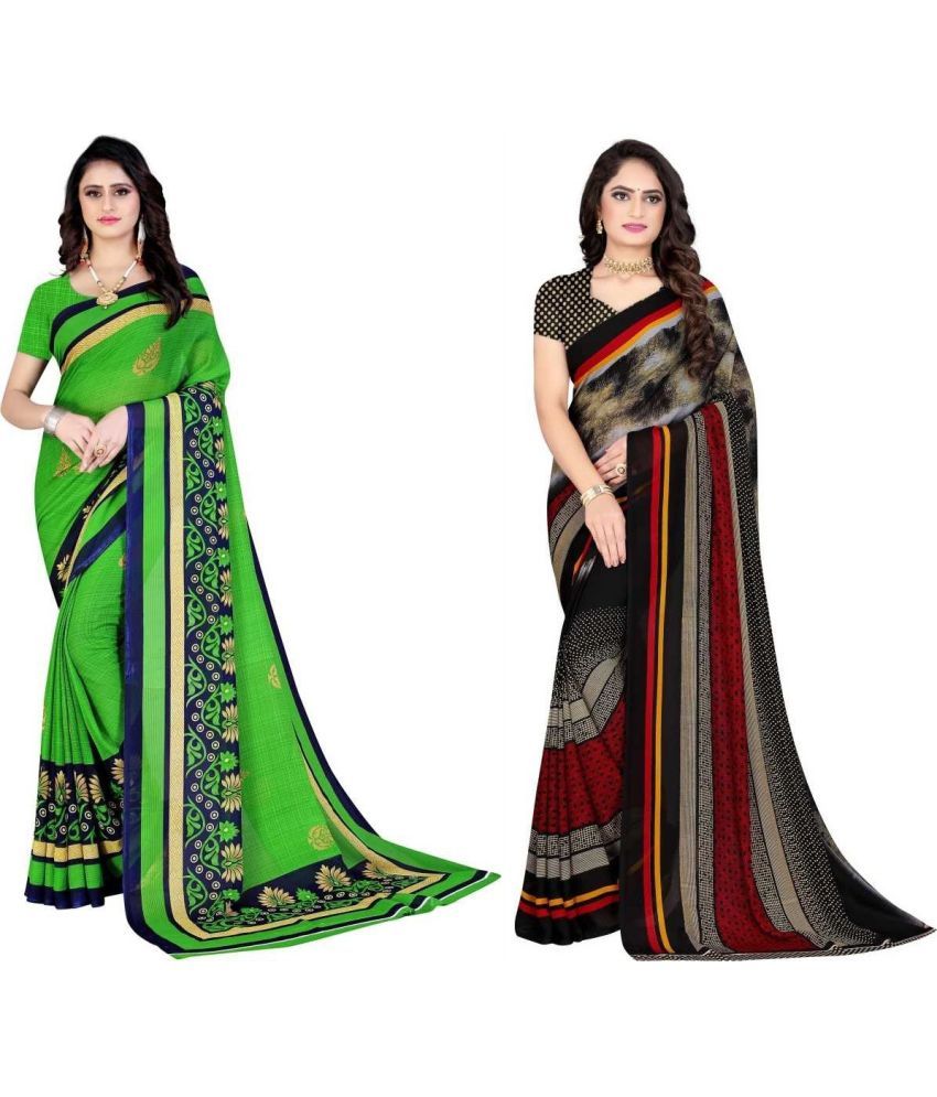     			LEELAVATI - Multicolor Georgette Saree With Blouse Piece ( Pack of 2 )