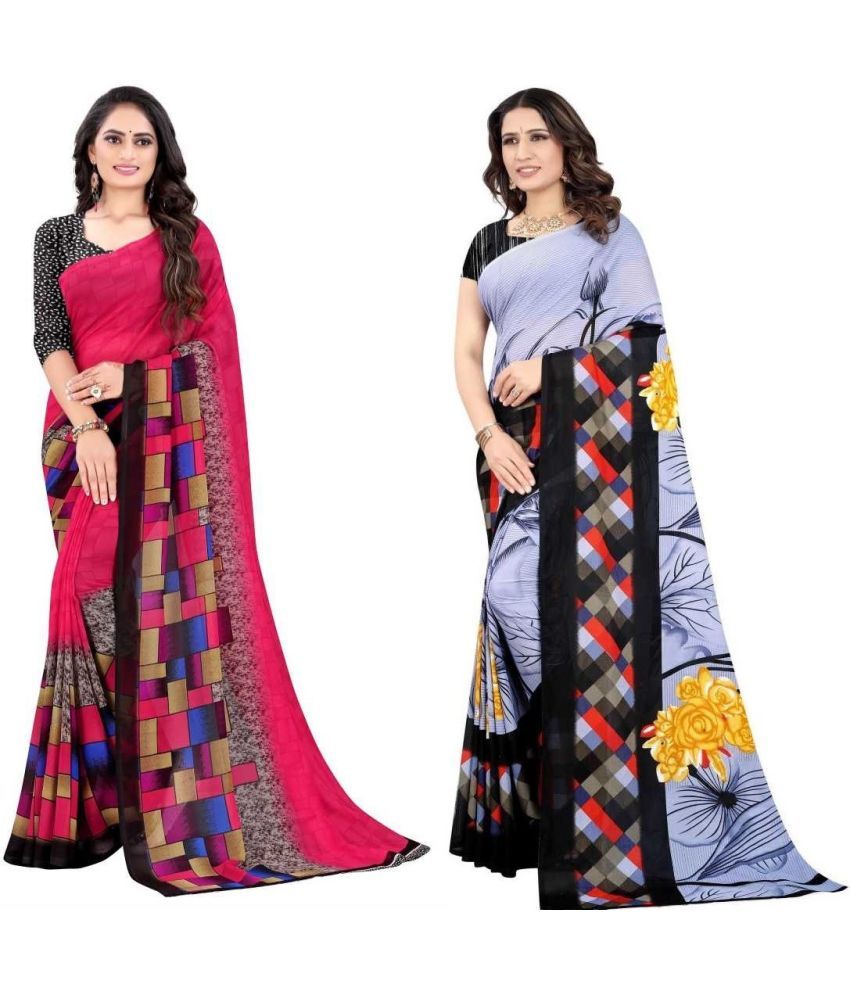     			LEELAVATI - Multicolor Georgette Saree With Blouse Piece ( Pack of 2 )