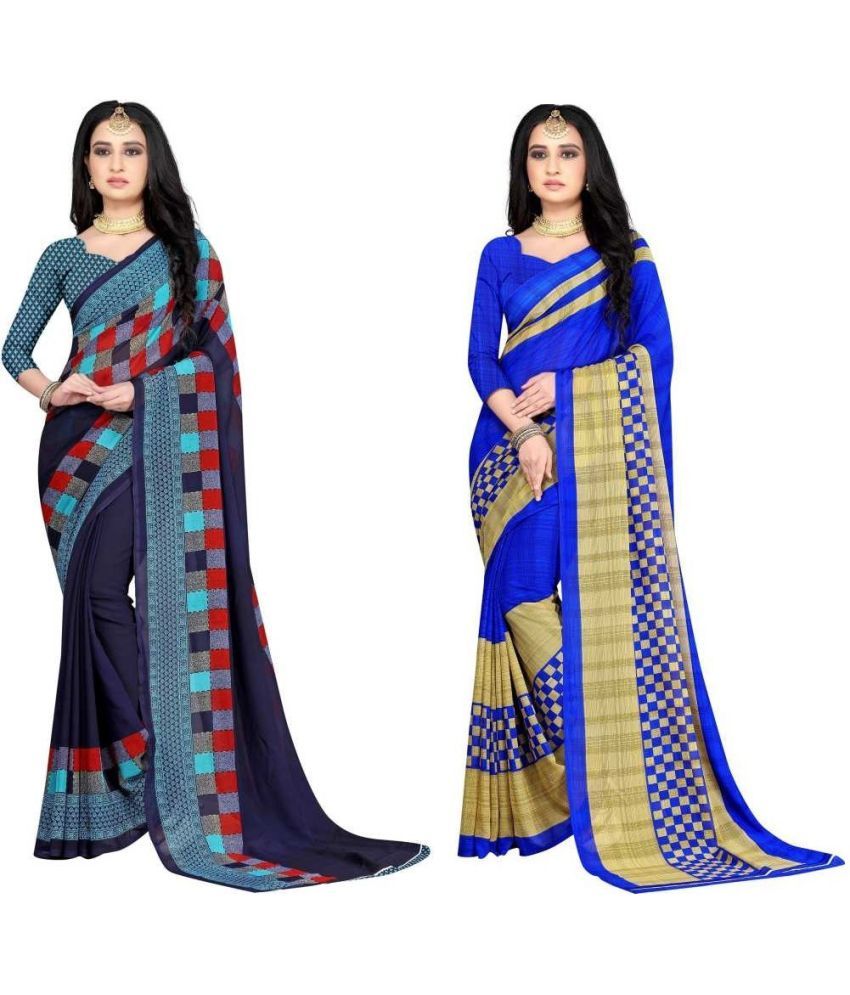     			LEELAVATI - Multicolor Georgette Saree With Blouse Piece ( Pack of 2 )