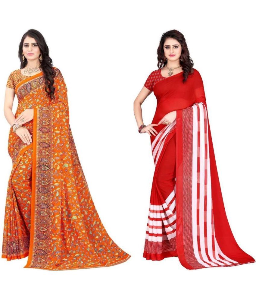     			LEELAVATI - Multicolor Georgette Saree With Blouse Piece ( Pack of 2 )