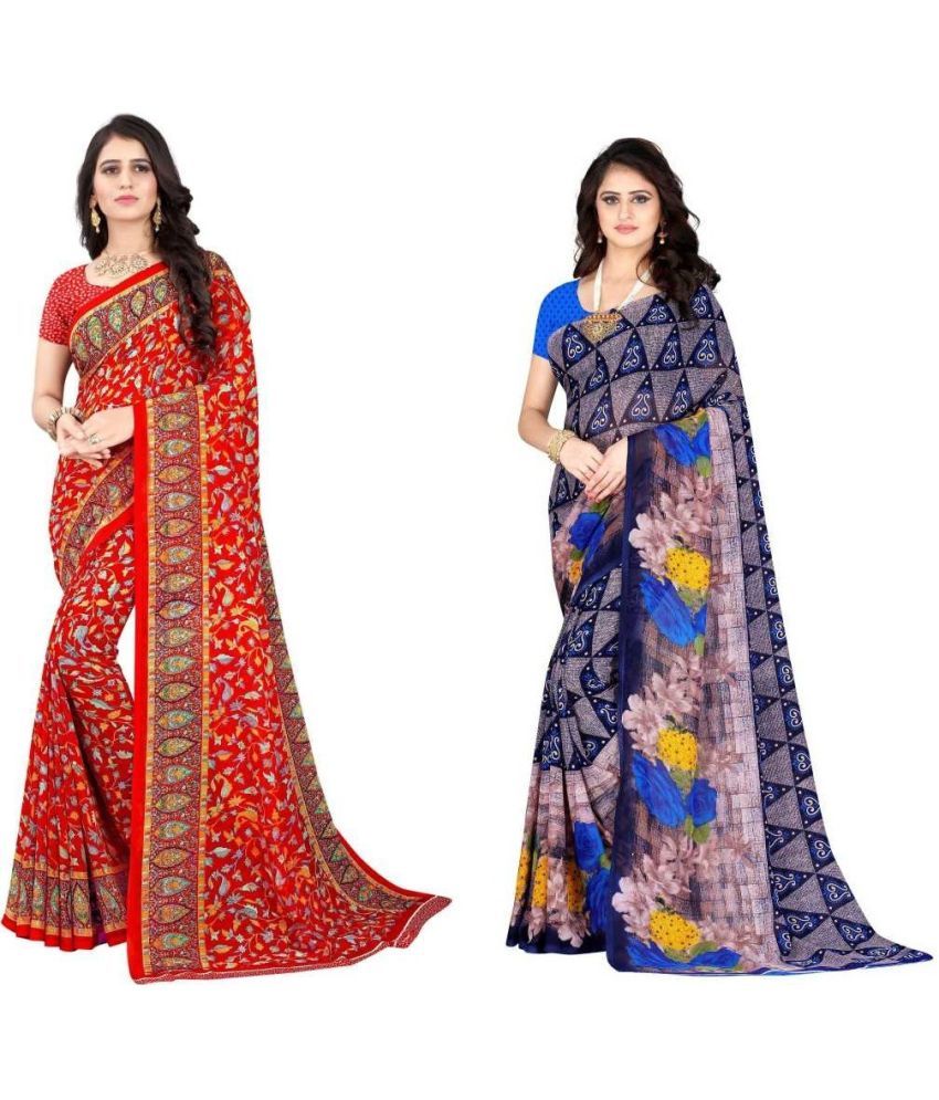     			LEELAVATI - Multicolor Georgette Saree With Blouse Piece ( Pack of 2 )