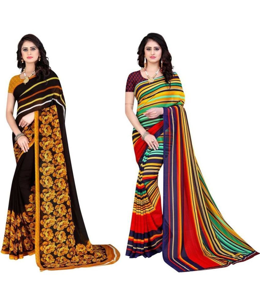     			LEELAVATI - Multicolor Georgette Saree With Blouse Piece ( Pack of 2 )