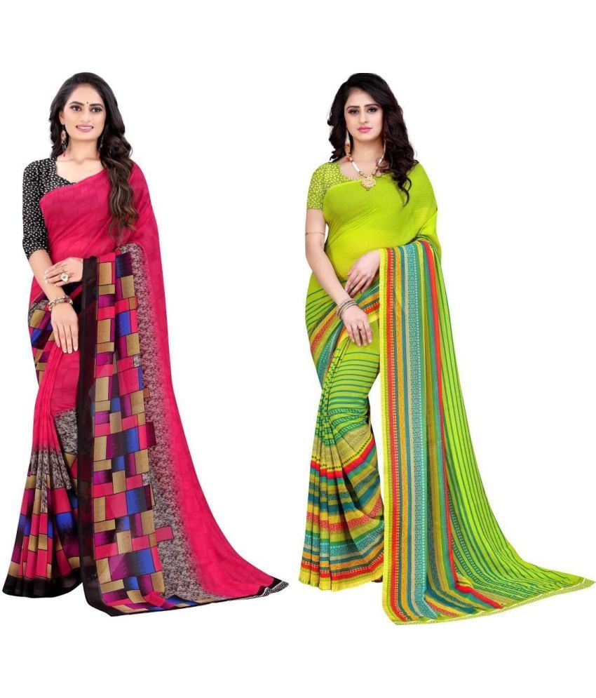     			LEELAVATI - Multicolor Georgette Saree With Blouse Piece ( Pack of 2 )