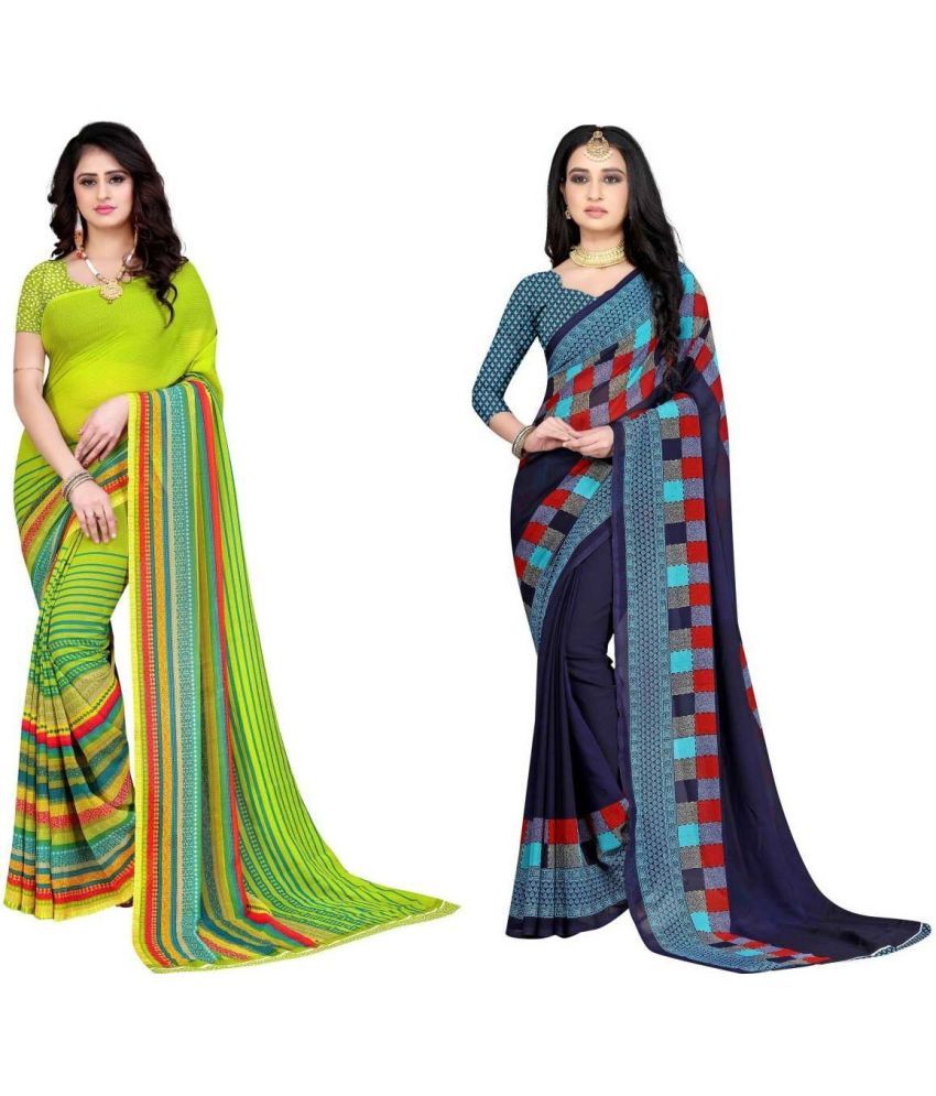     			LEELAVATI - Multicolor Georgette Saree With Blouse Piece ( Pack of 2 )