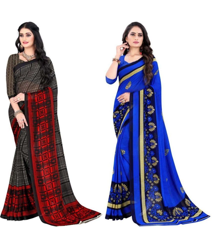     			LEELAVATI - Multicolor Georgette Saree With Blouse Piece ( Pack of 2 )