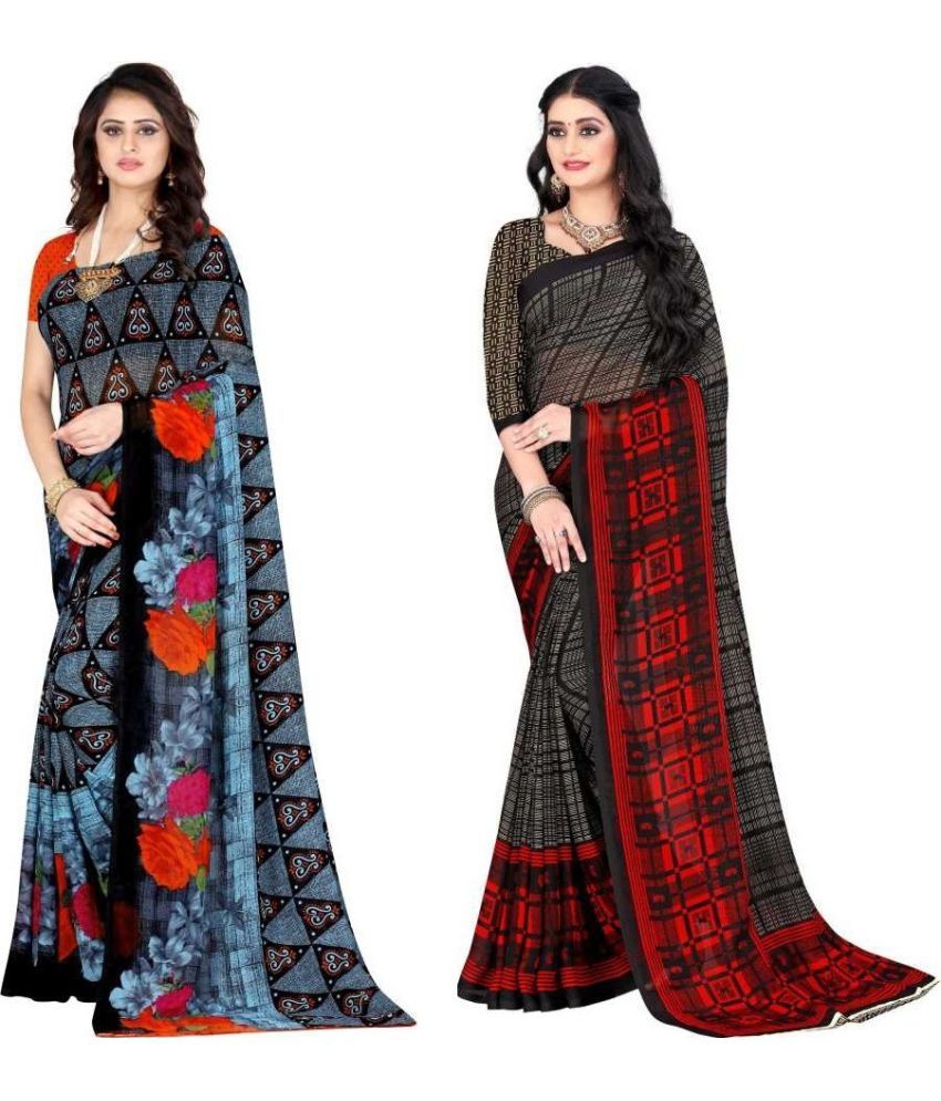     			LEELAVATI - Multicolor Georgette Saree With Blouse Piece ( Pack of 2 )