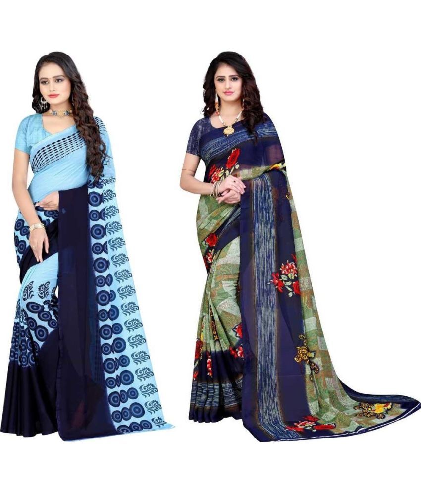     			LEELAVATI - Multicolor Georgette Saree With Blouse Piece ( Pack of 2 )