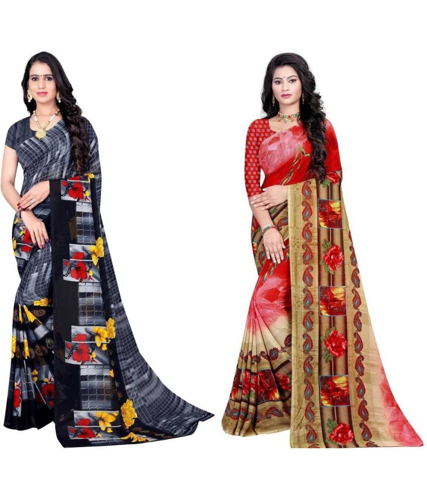     			LEELAVATI - Multicolor Georgette Saree With Blouse Piece ( Pack of 2 )