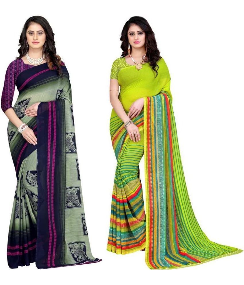     			LEELAVATI - Multicolor Georgette Saree With Blouse Piece ( Pack of 2 )