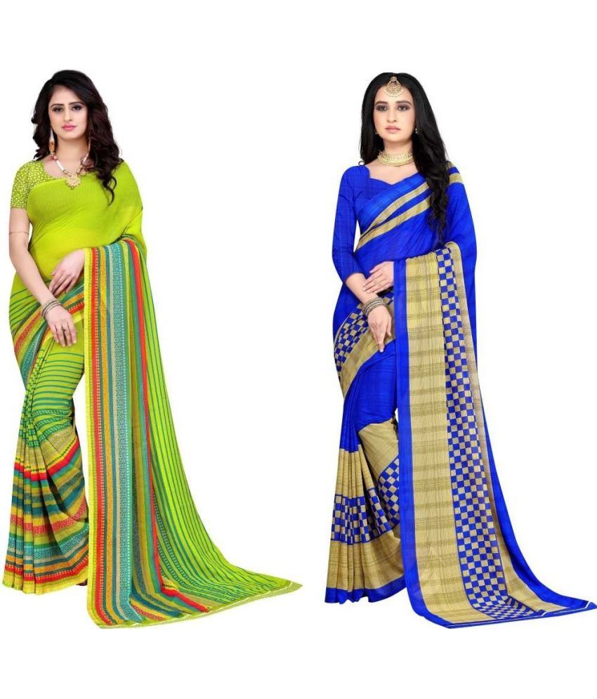     			LEELAVATI - Multicolor Georgette Saree With Blouse Piece ( Pack of 2 )