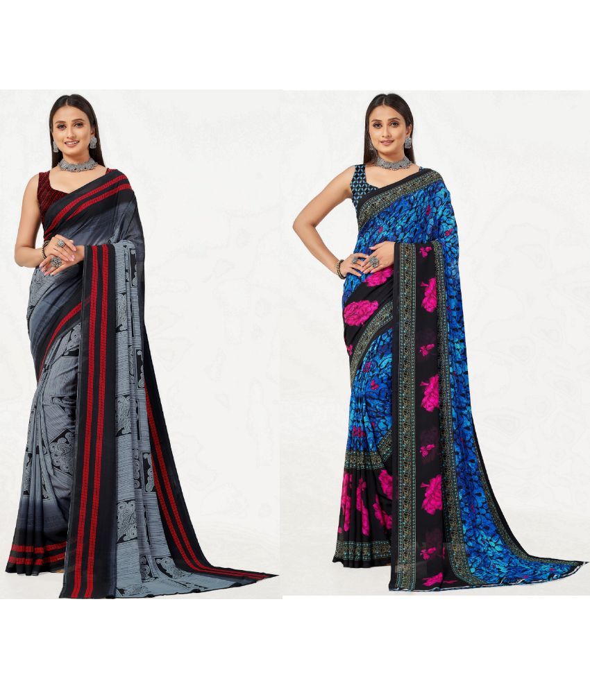     			LEELAVATI - Multicolor Georgette Saree With Blouse Piece ( Pack of 2 )