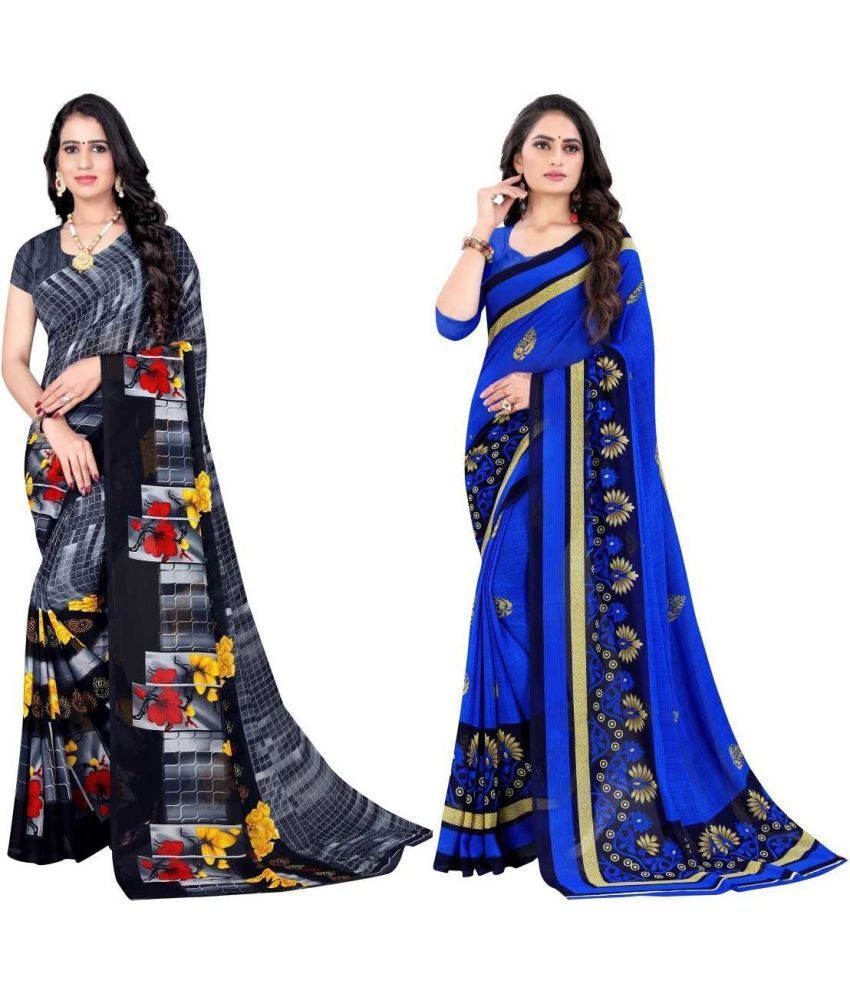     			LEELAVATI - Multicolor Georgette Saree With Blouse Piece ( Pack of 2 )