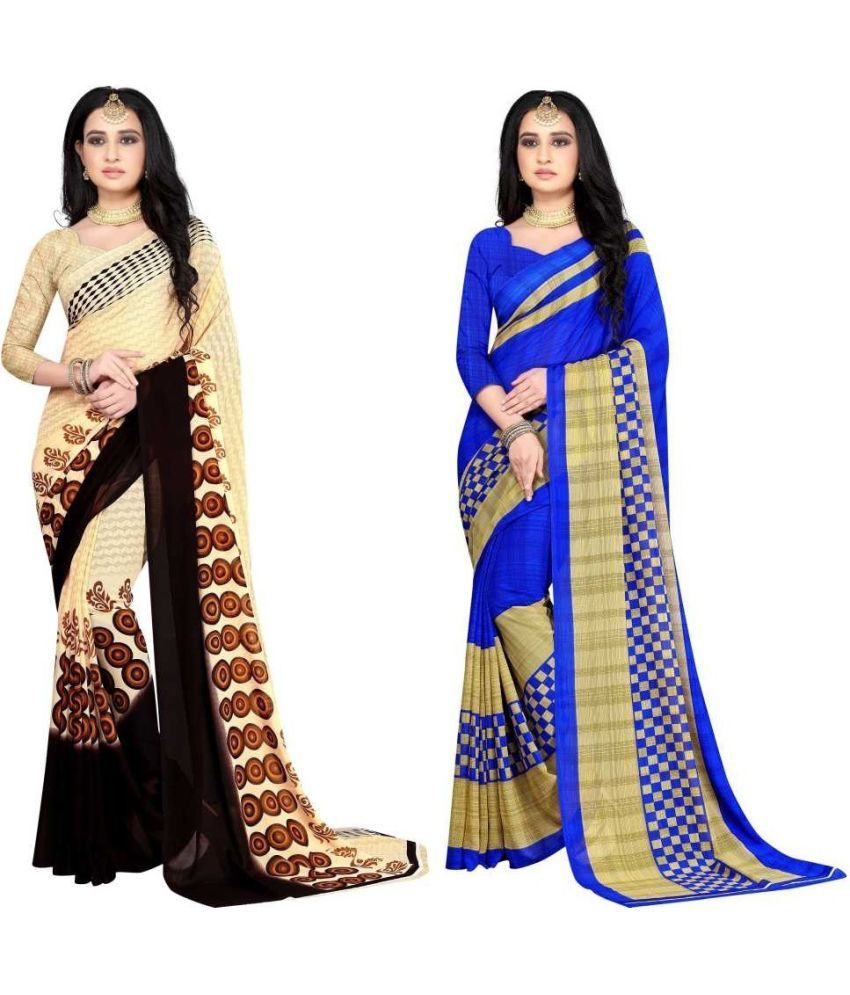     			LEELAVATI - Multicolor Georgette Saree With Blouse Piece ( Pack of 2 )