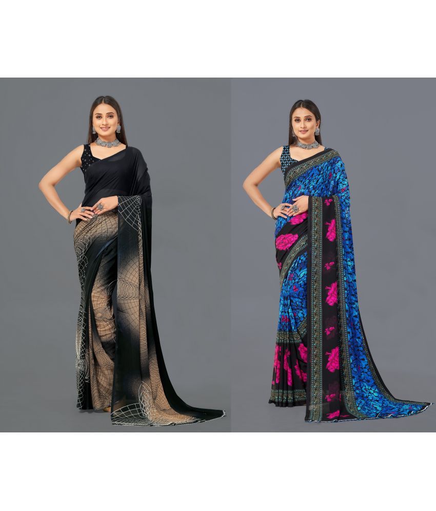     			LEELAVATI - Multicolor Georgette Saree With Blouse Piece ( Pack of 2 )