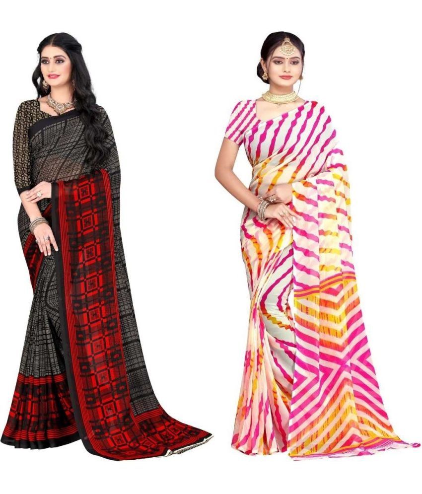     			LEELAVATI - Multicolor Georgette Saree With Blouse Piece ( Pack of 2 )