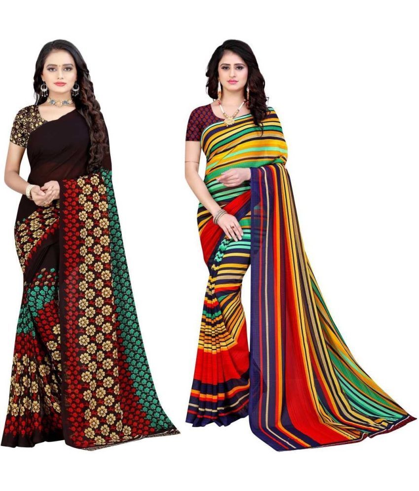     			LEELAVATI - Multicolor Georgette Saree With Blouse Piece ( Pack of 2 )