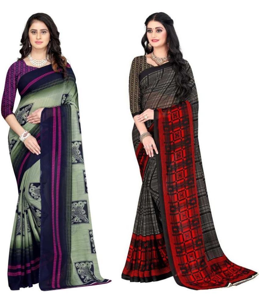     			LEELAVATI - Multicolor Georgette Saree With Blouse Piece ( Pack of 2 )