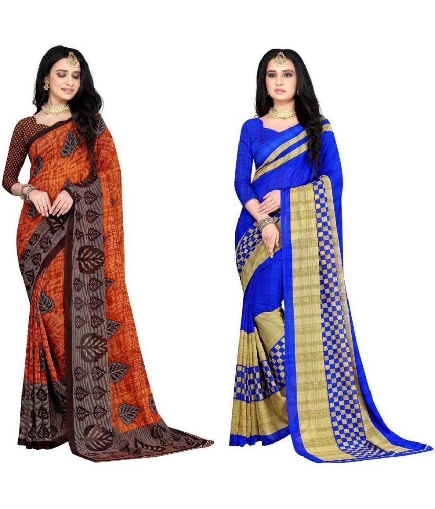     			LEELAVATI - Multicolor Georgette Saree With Blouse Piece ( Pack of 2 )