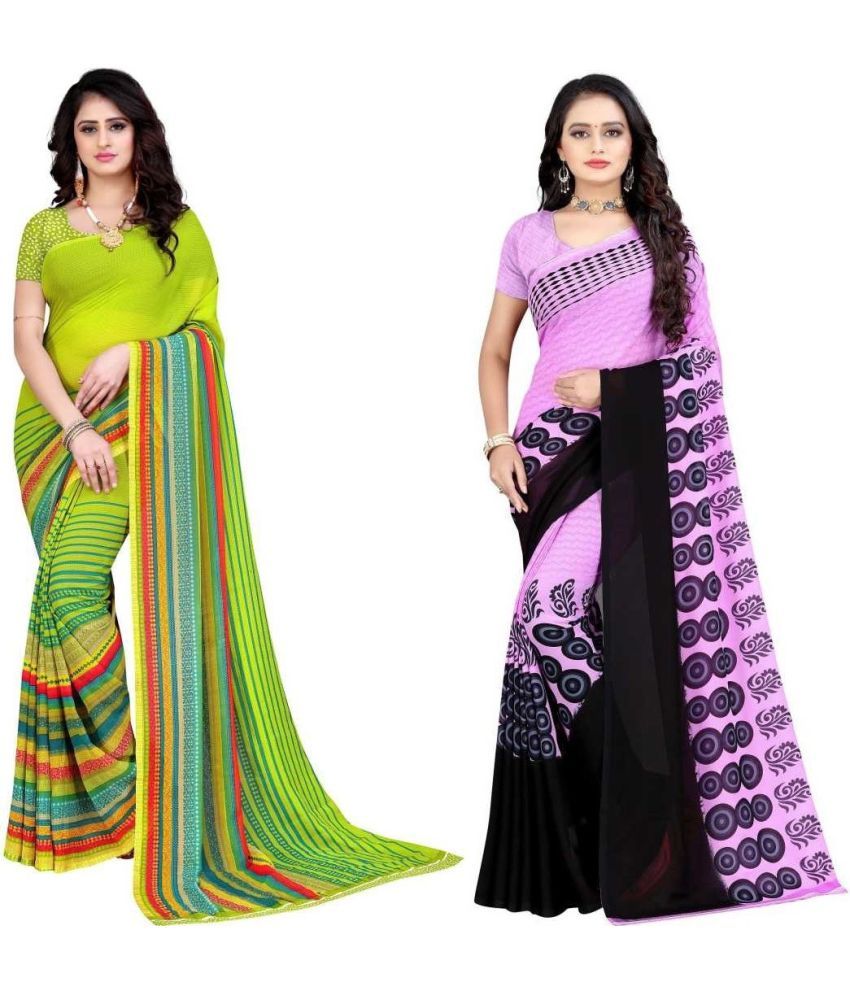     			LEELAVATI - Multicolor Georgette Saree With Blouse Piece ( Pack of 2 )