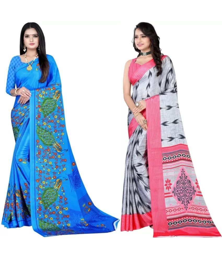     			LEELAVATI - Multicolour Crepe Saree With Blouse Piece ( Pack of 2 )