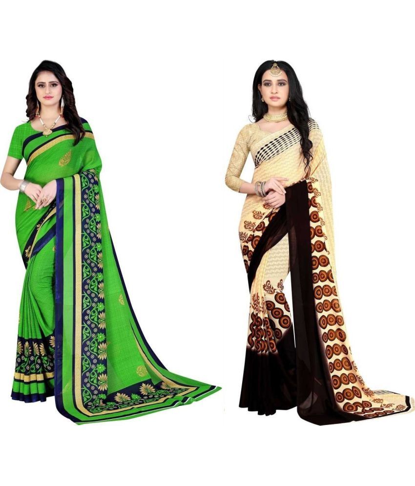     			LEELAVATI - Multicolour Georgette Saree With Blouse Piece ( Pack of 2 )