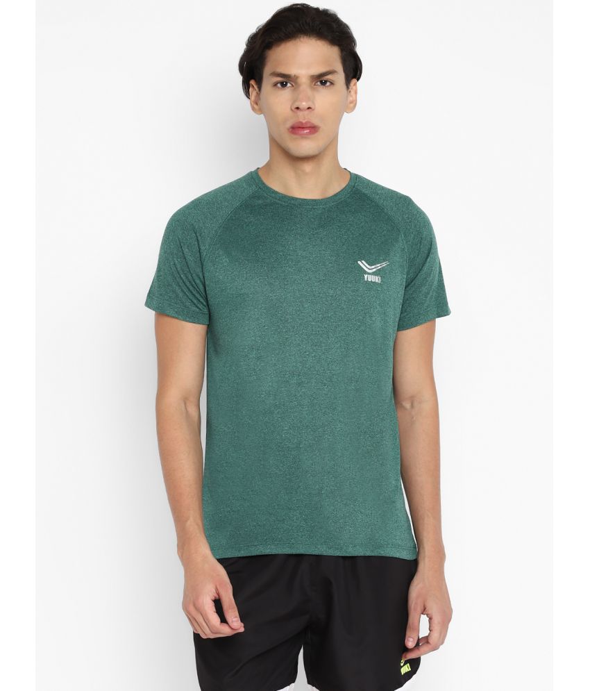     			YUUKI - Melange Green Polyester Regular Fit Men's T-Shirt ( Pack of 1 )
