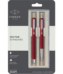 Parker Vector Standard Fountain Pen+Ball Pen Red Body Color Pen Gift Set