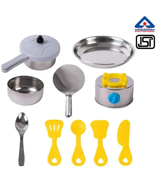 50 Pcs Mini Stainless Steel Utensils & Plastic Indian Kitchen, Toy Set for  Girls