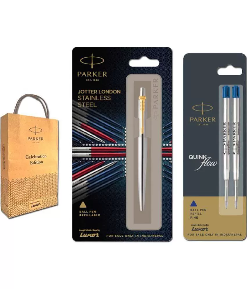 Parker Jotter London Gold Ball Pen With Extra Two Flow Refills (Blue): Buy  Online at Best Price in India - Snapdeal