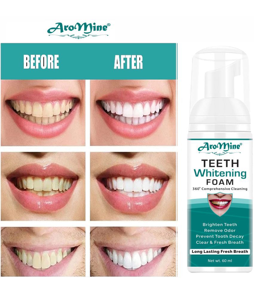     			Aromine Teeth Whitening Foam with Mint to Remove Stains Breath Freshener Liquid Mint 60 mL