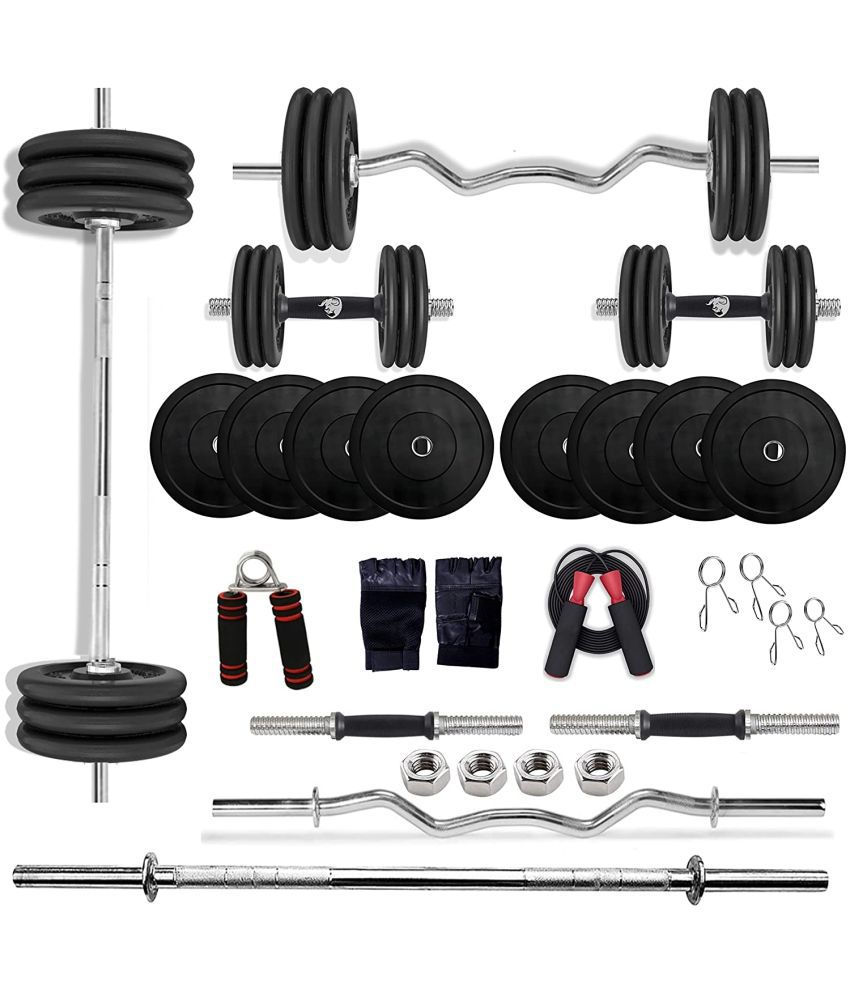     			BULLAR 10 KG Rubber Home Gym Combo, 4Ft Curl, 5Ft Straight Rod (25mm)