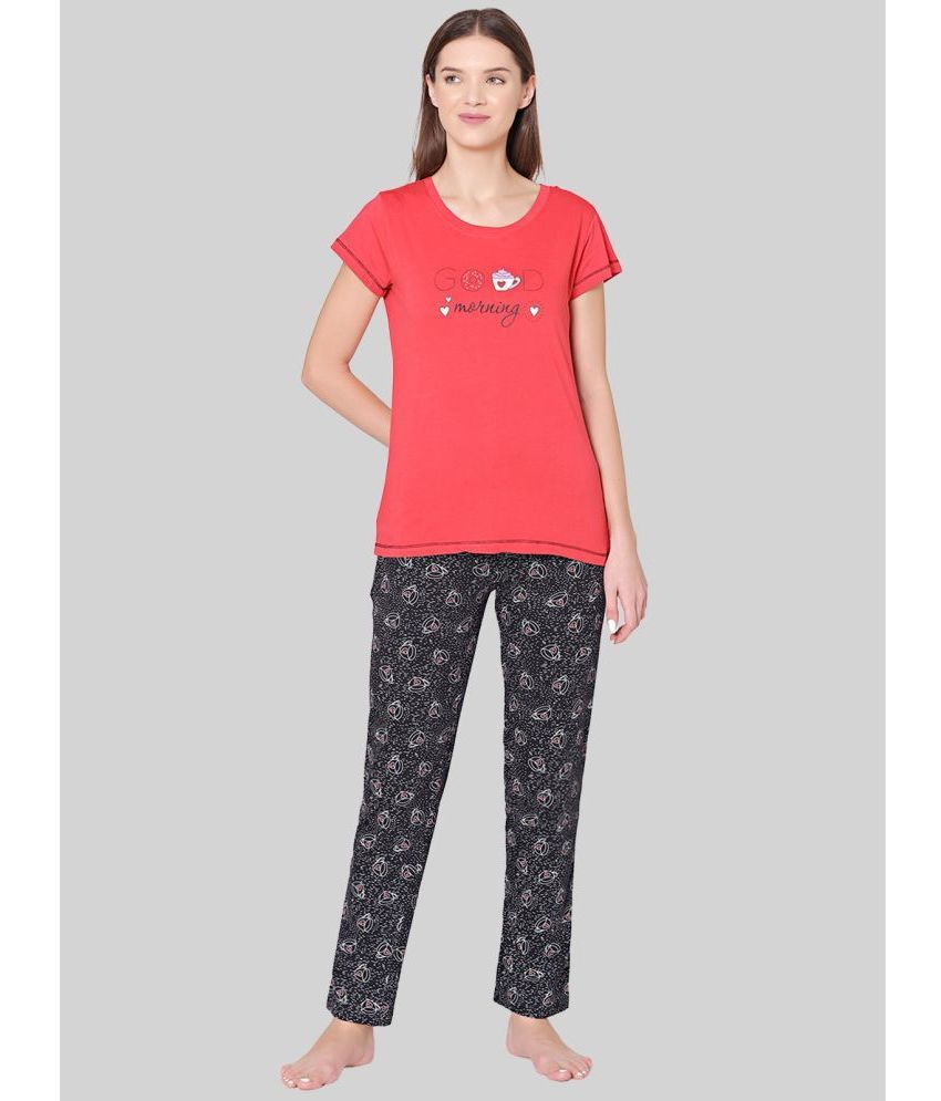     			Bodycare - Red Cotton Women's Nightwear Nightsuit Sets ( Pack of 1 )